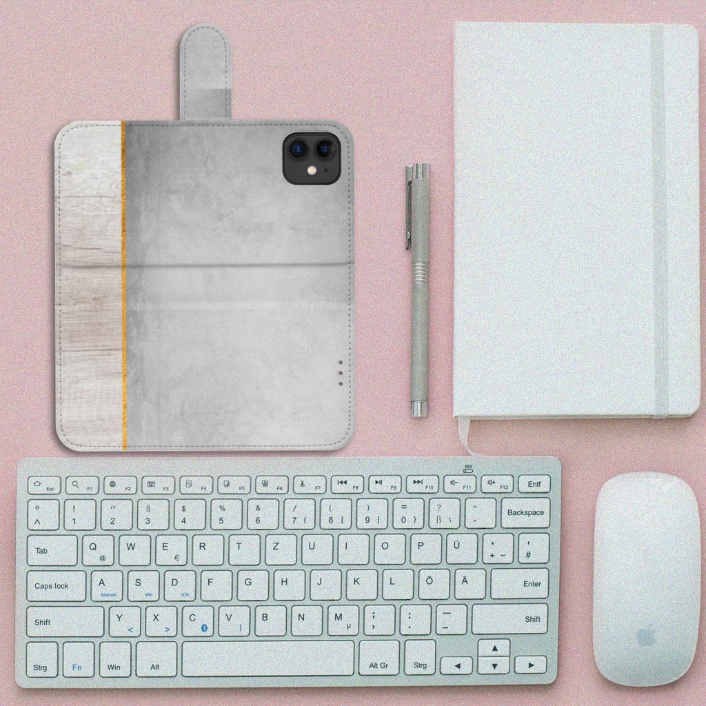 Apple iPhone 11 Book Style Case Wood Concrete