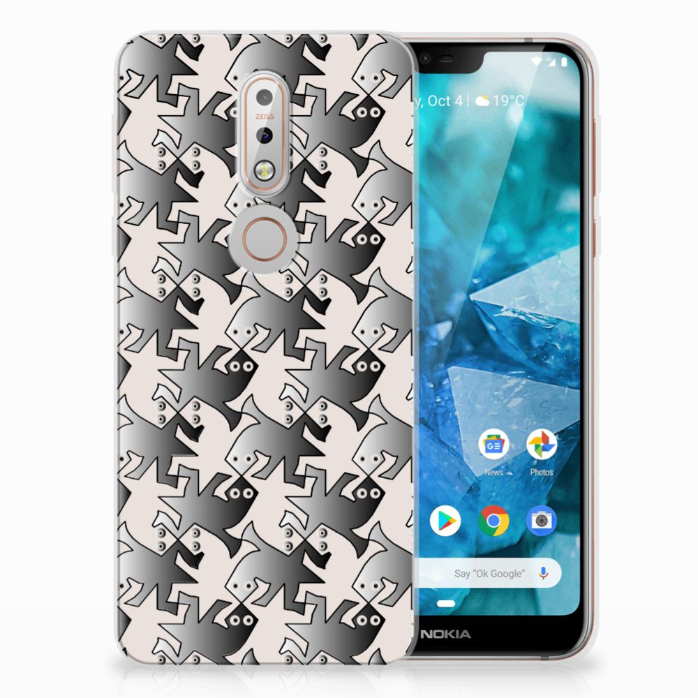 Nokia 7.1 TPU Hoesje Salamander Grey