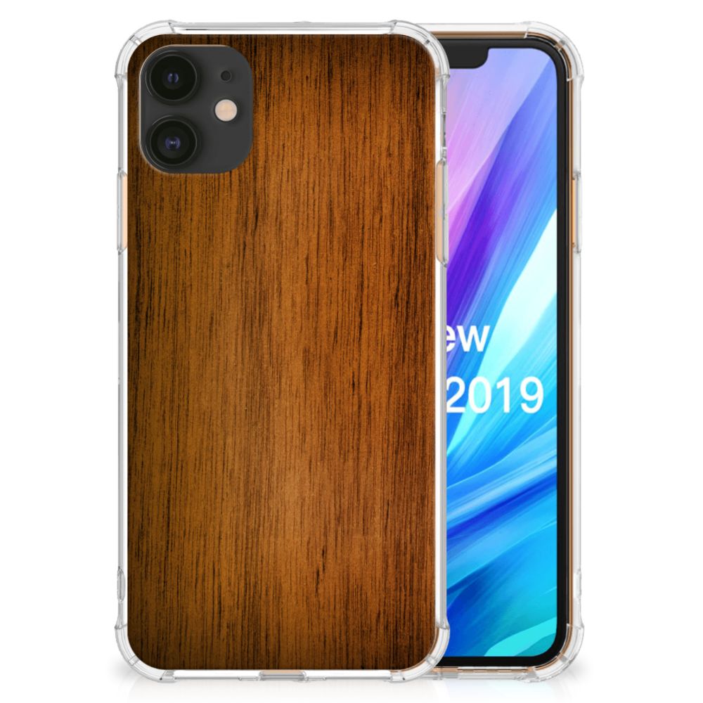 Apple iPhone 11 Stevig Telefoonhoesje Donker Hout