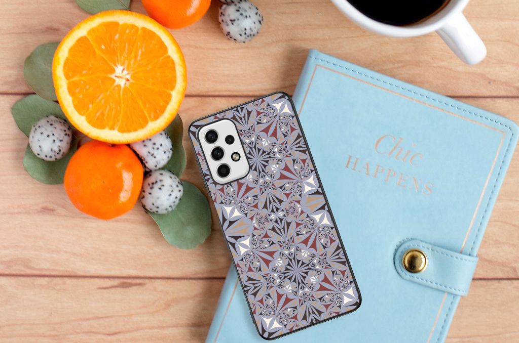 Samsung Galaxy A23 Marmeren Print Telefoonhoesje Flower Tiles B2C Telecom
