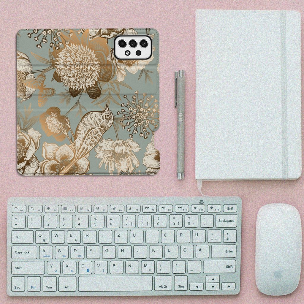 Smart Cover voor Samsung Galaxy A73 Vintage Bird Flowers - B2C Telecom