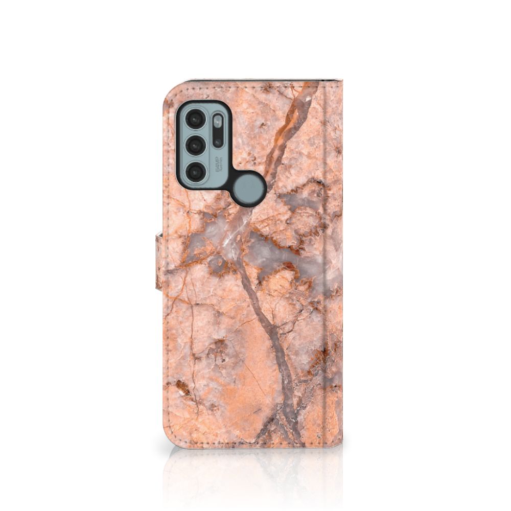 Motorola Moto G60s Bookcase Marmer Oranje