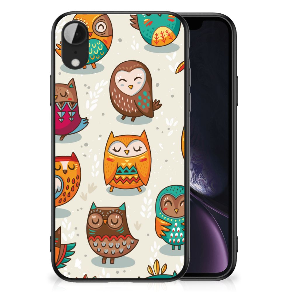Apple iPhone XR Dierenprint Telefoonhoesje Vrolijke Uilen