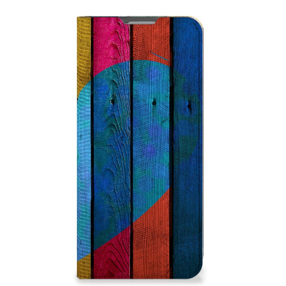 OPPO Reno8 Lite Book Wallet Case Wood Heart - Cadeau voor je Vriend - B2C Telecom