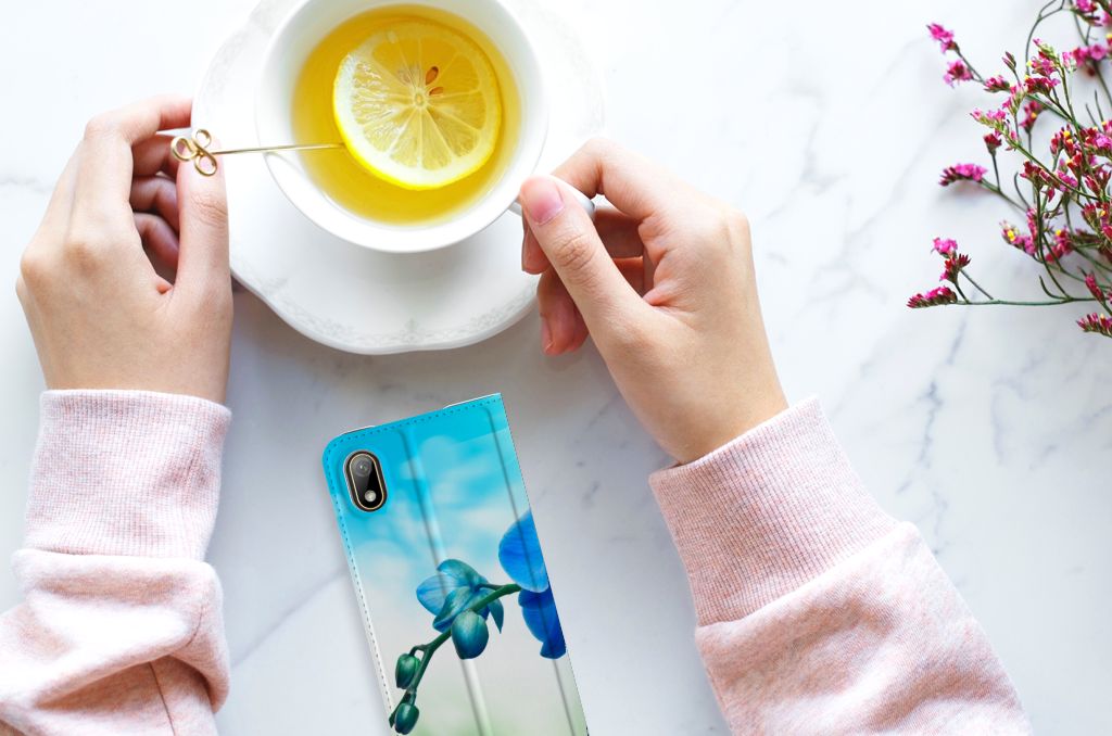 Huawei Y5 (2019) Smart Cover Orchidee Blauw - Cadeau voor je Moeder - B2C Telecom