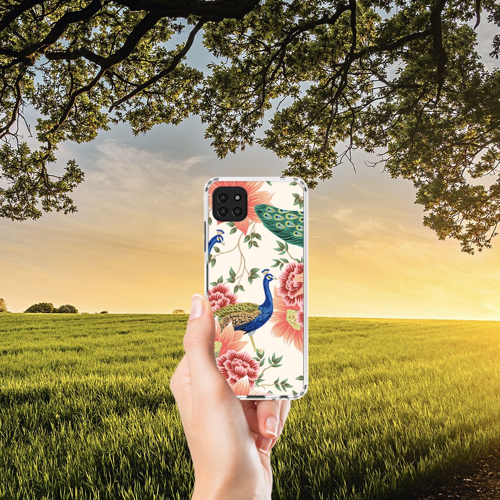 Case Anti-shock voor Samsung Galaxy A22 5G Pink Peacock B2C Telecom