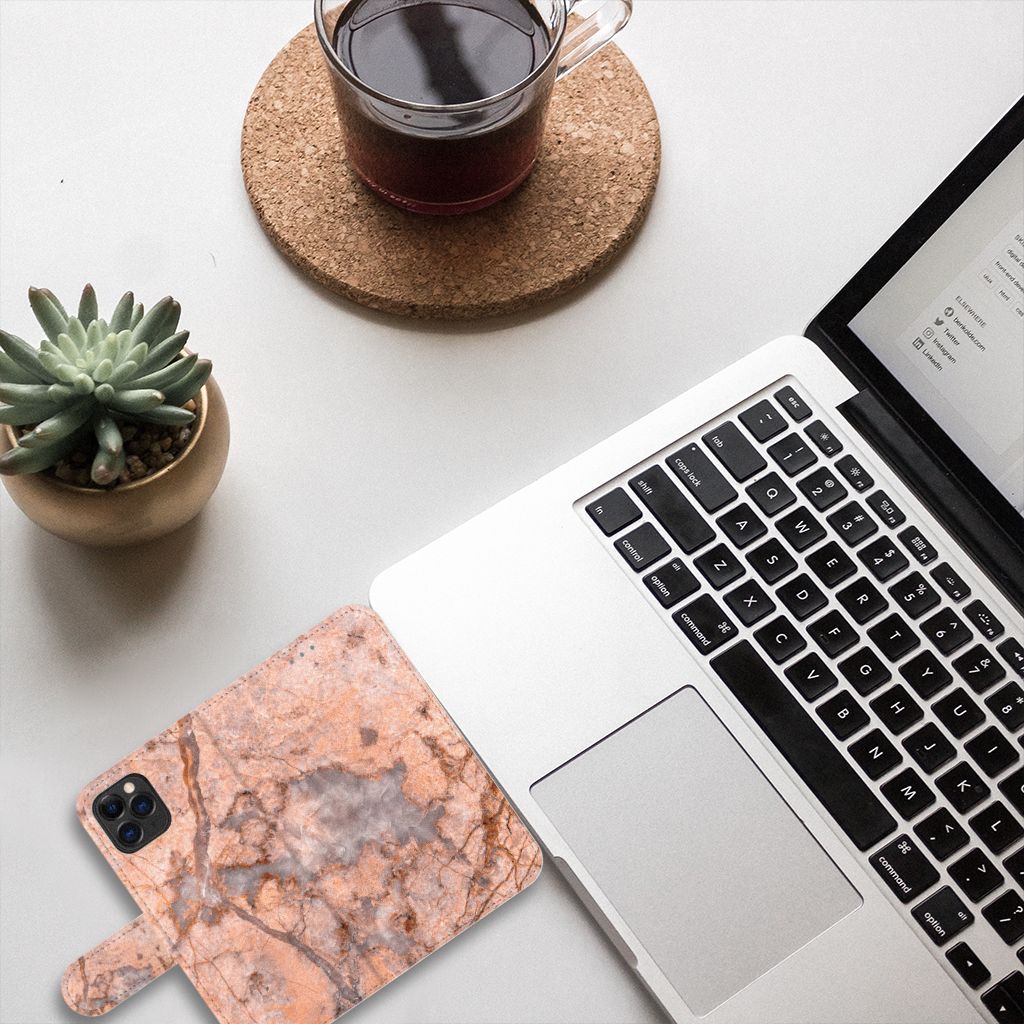 Apple iPhone 11 Pro Bookcase Marmer Oranje