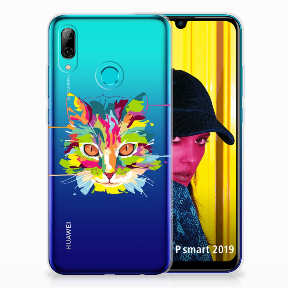 Huawei P Smart 2019 Telefoonhoesje met Naam Cat Color