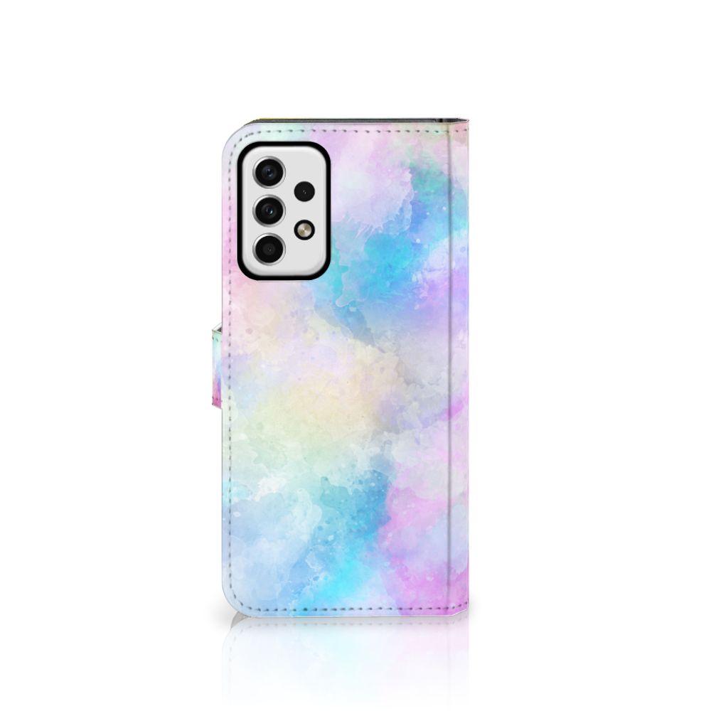 Hoesje Samsung Galaxy A23 Watercolor Light in pastelkleuren met pasjeshouder, uniek ontwerp.