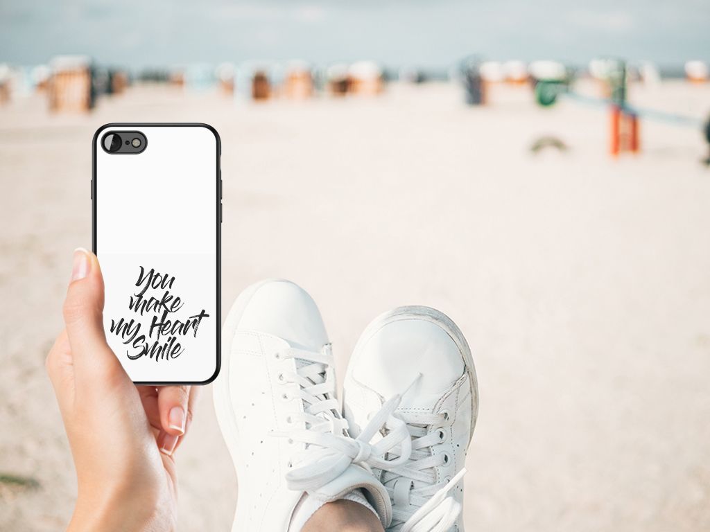 iPhone SE 2022 | SE 2020 | 7/8 Telefoon Hoesje met tekst Heart Smile met hand op een strand