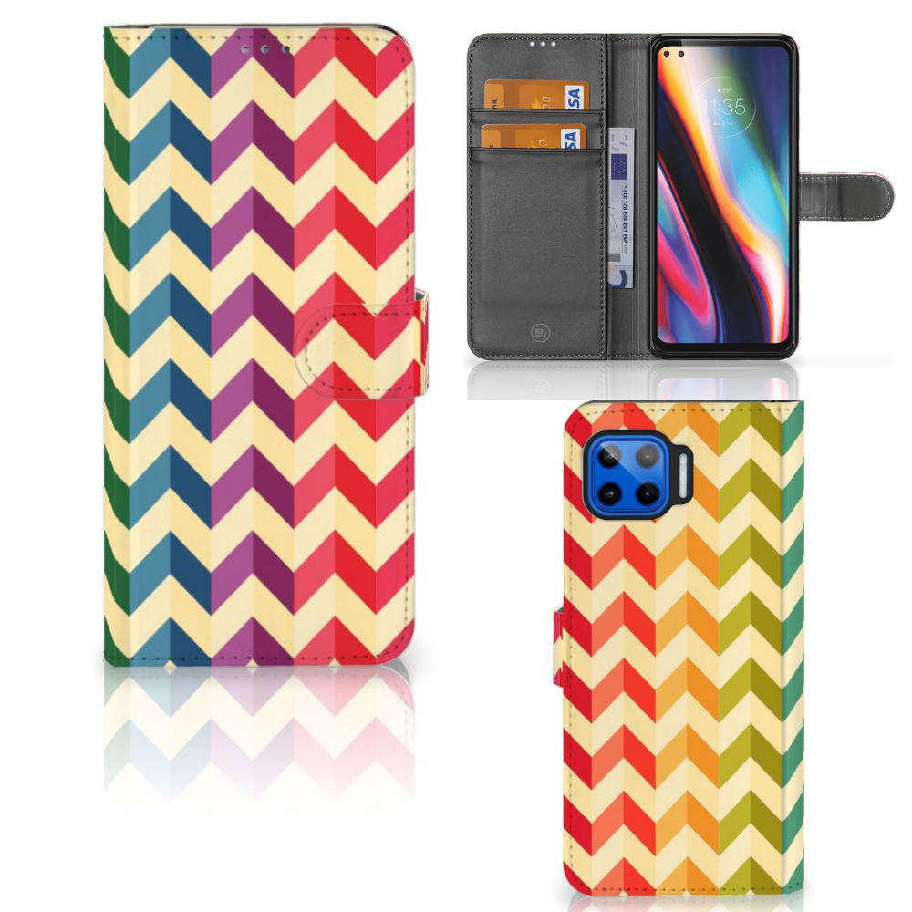 Motorola Moto G 5G Plus Telefoon Hoesje Zigzag Multi Color