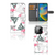 iPhone 14 Pro Telefoonhoesje met Pasjes Flamingo Triangle - kleurrijk ontwerp met flamingo's en driehoeken