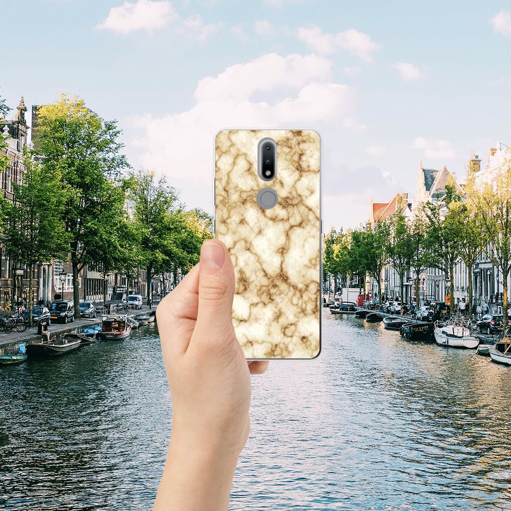 Nokia 2.4 TPU Siliconen Hoesje Marmer Goud