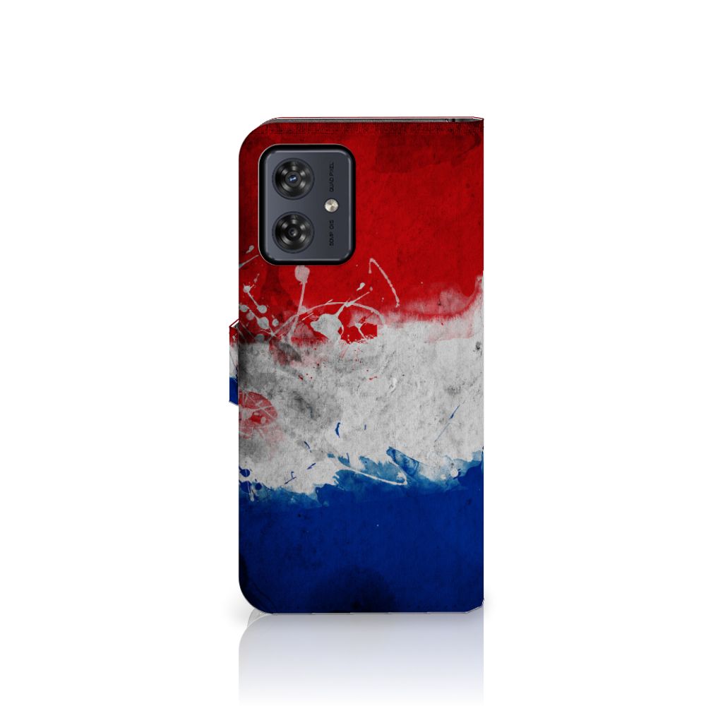 Motorola Moto G54 Bookstyle Case Nederland met artistiek ontwerp van de Nederlandse vlag