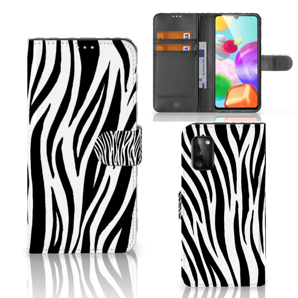 Samsung Galaxy A41 Telefoonhoesje met Pasjes Zebra