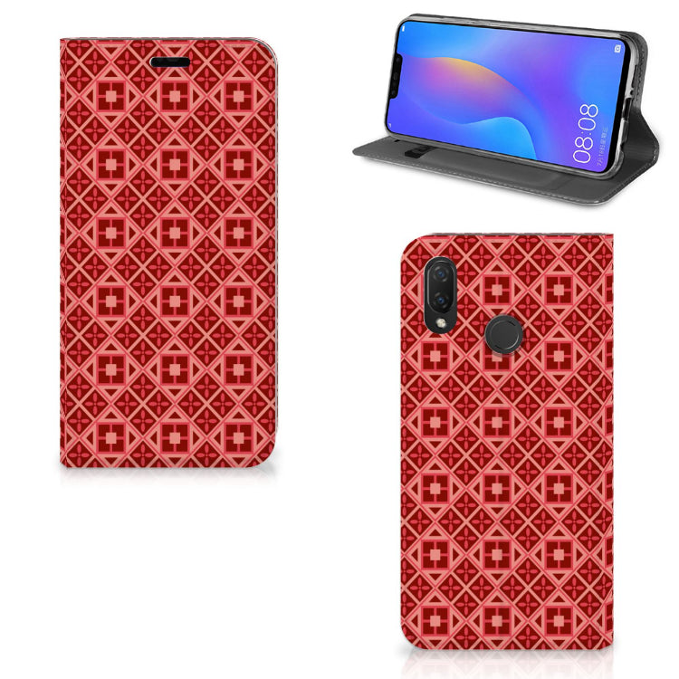 Huawei P Smart Plus Hoesje met Magneet Batik Rood