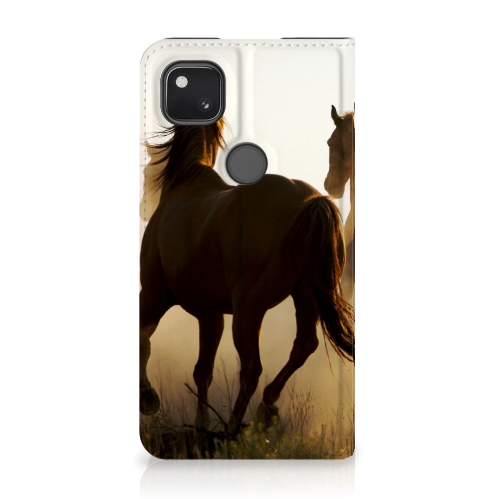 Google Pixel 4a Hoesje maken Design Cowboy met paardenprint in silhouetstijl