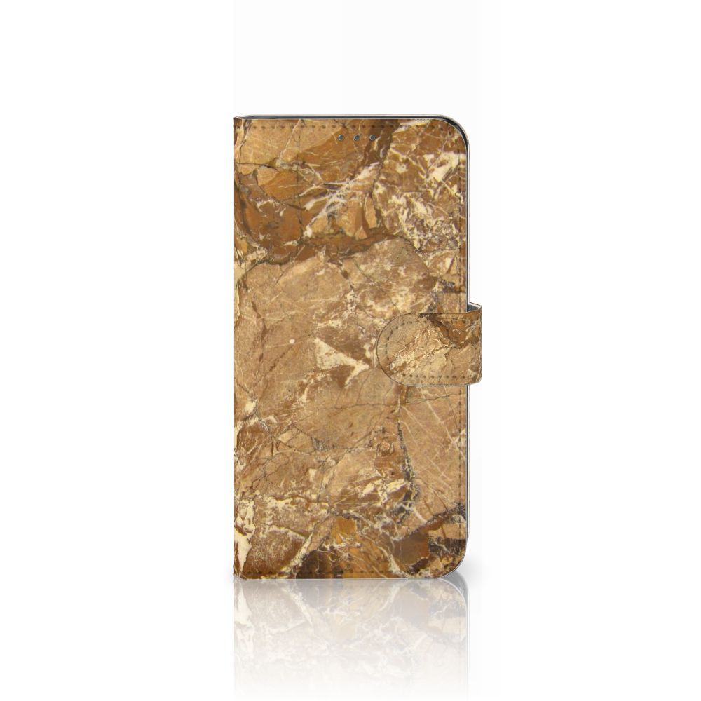 Samsung Galaxy A22 4G | M22 Bookcase Marmer Creme in luxe marmerdesign met TPU-siliconen en kunstlederen buitenkant.