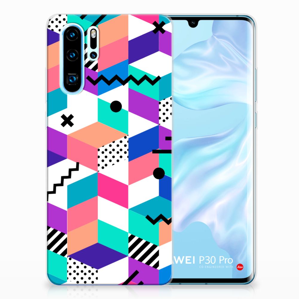 Huawei P30 Pro TPU Hoesje Blokken Kleurrijk