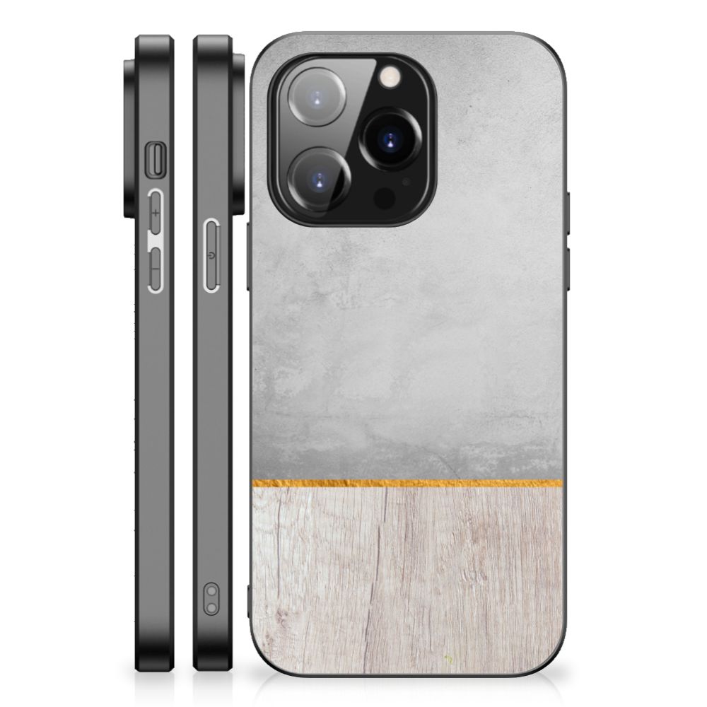 iPhone 14 Pro Houten Print Telefoonhoesje Wood Concrete B2C Telecom