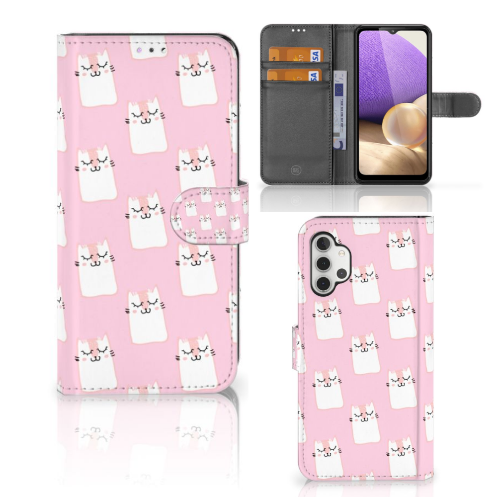 Samsung Galaxy A32 4G Telefoonhoesje met Pasjes Sleeping Cats