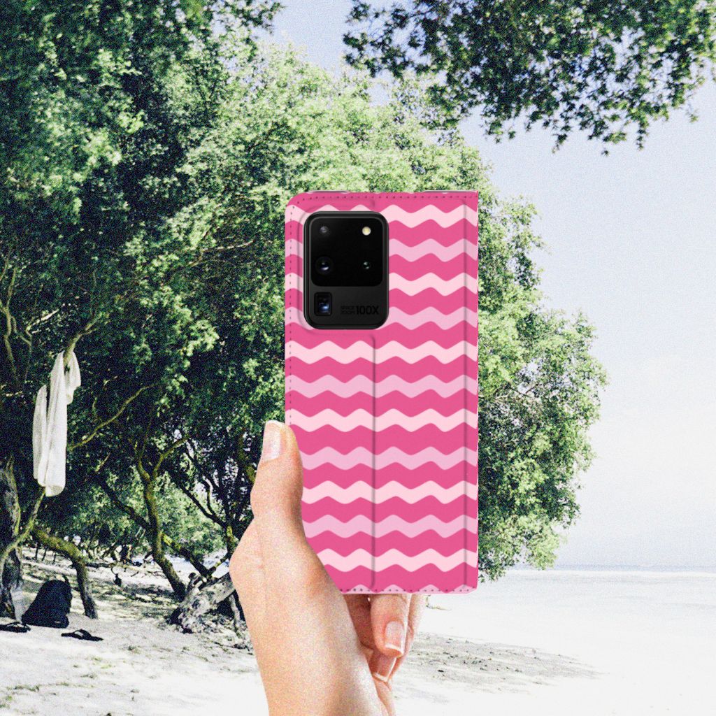 Samsung Galaxy S20 Ultra Hoesje met Magneet Waves Pink - B2C Telecom