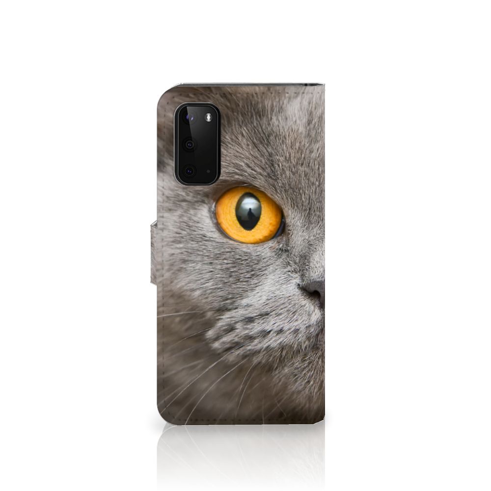 Telefoonhoesje met Pasjes Samsung Galaxy S20 Britse Korthaar met indrukwekkende kattenoog