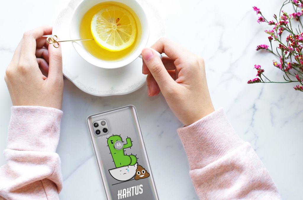 Motorola Moto G 5G Telefoonhoesje met Naam Cactus Poo B2C Telecom