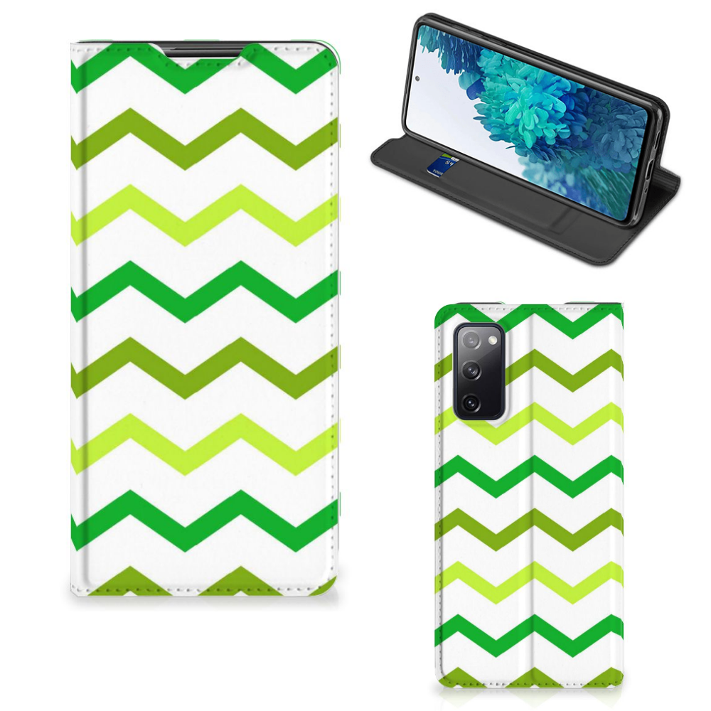 Samsung Galaxy S20 FE Hoesje met Magneet Zigzag Groen - B2C Telecom