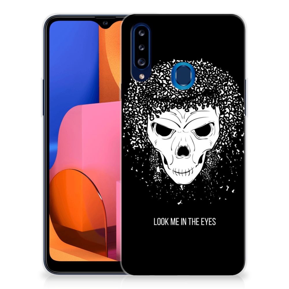 Silicone Back Case Samsung Galaxy A20s Skull Hair