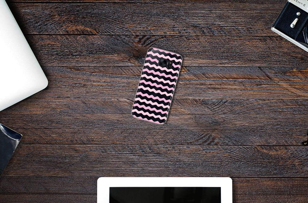 Samsung Galaxy S7 TPU bumper Waves Roze