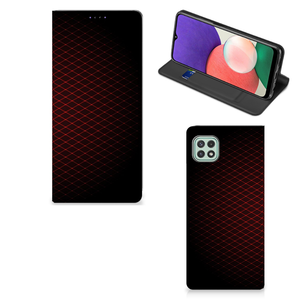 Samsung Galaxy A22 5G Hoesje met Magneet Geruit Rood - B2C Telecom