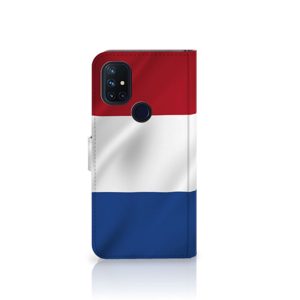OnePlus Nord N10 Bookstyle Case Nederlandse Vlag met artistiek ontwerp van de Nederlandse vlag.