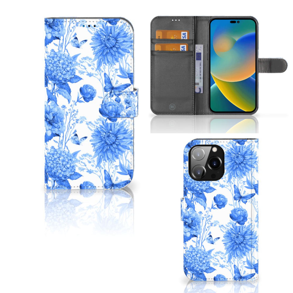 Hoesje voor iPhone 14 Pro Max Flowers Blue