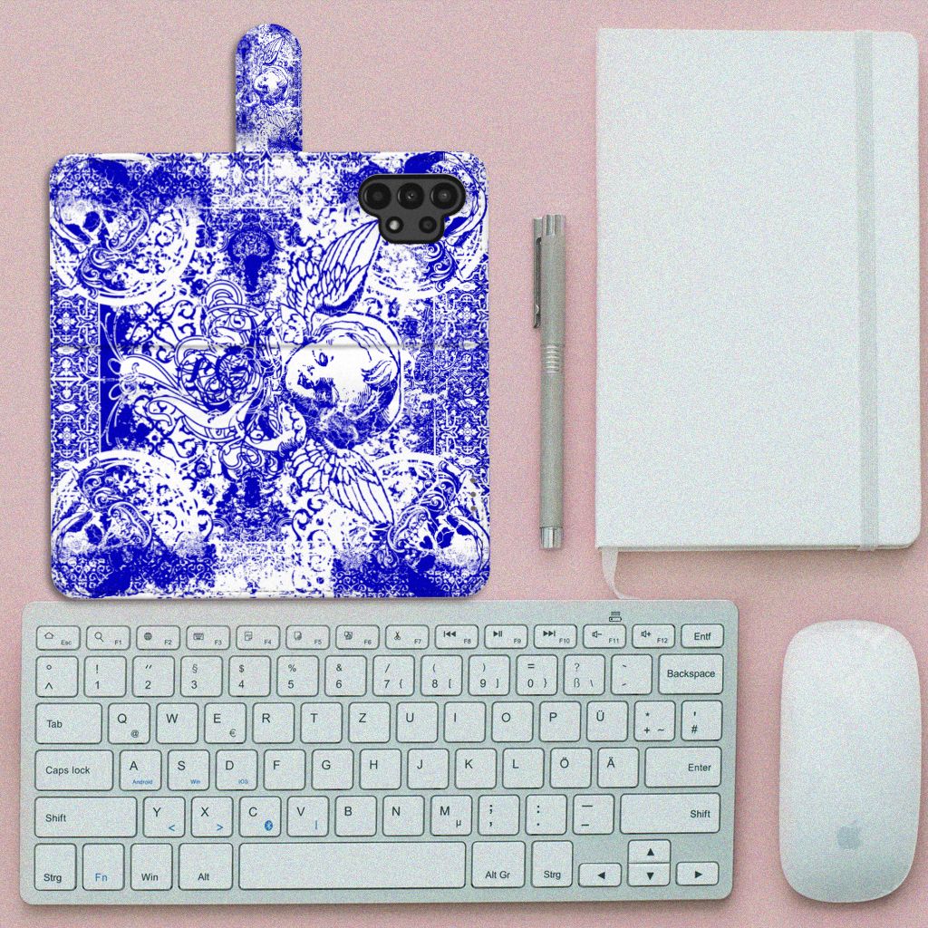 Telefoonhoesje met Naam Samsung Galaxy A13 (4G) Angel Skull Blauw