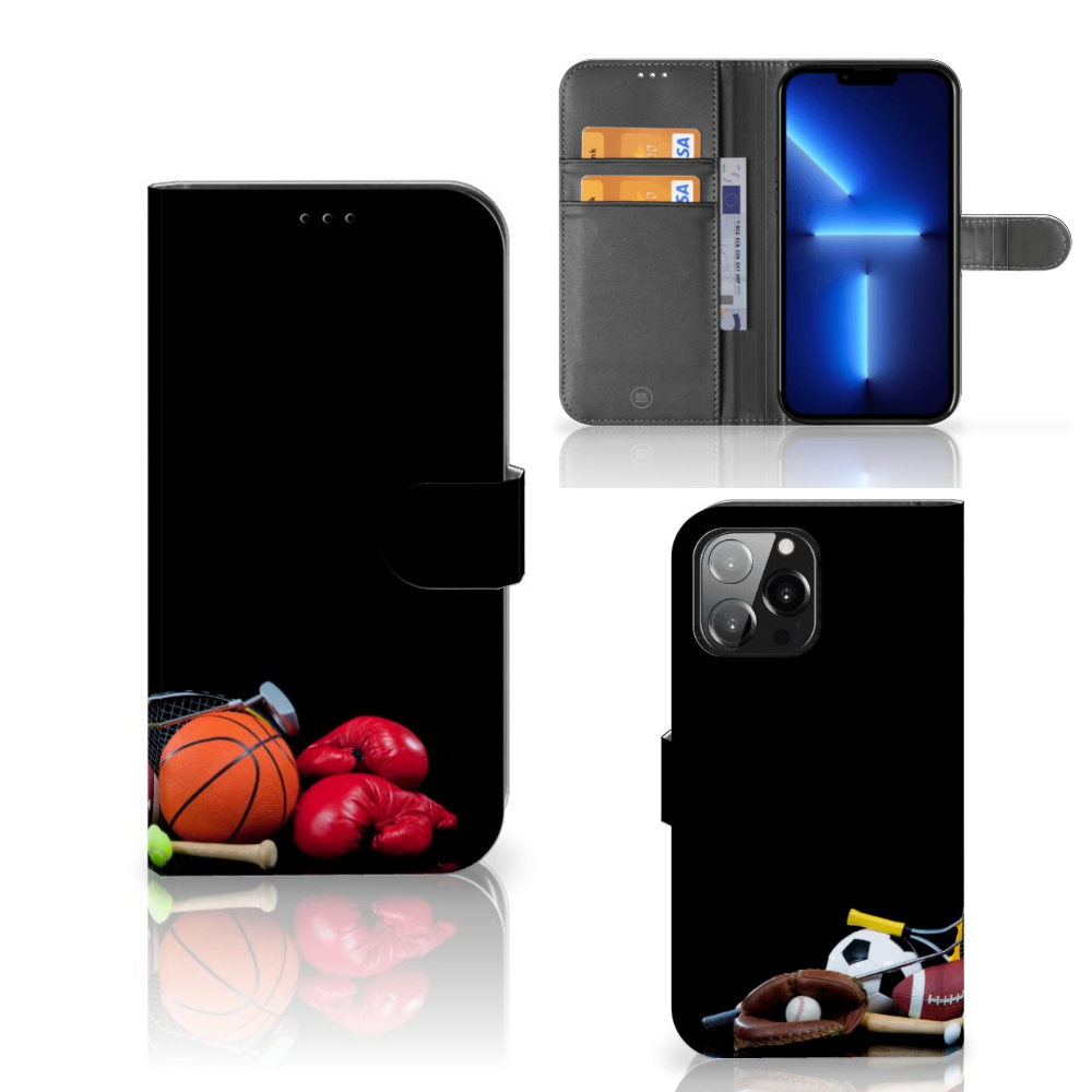 iPhone 13 Pro Max Wallet Case met Pasjes Sports met sportafbeeldingen en meerkaarthouders