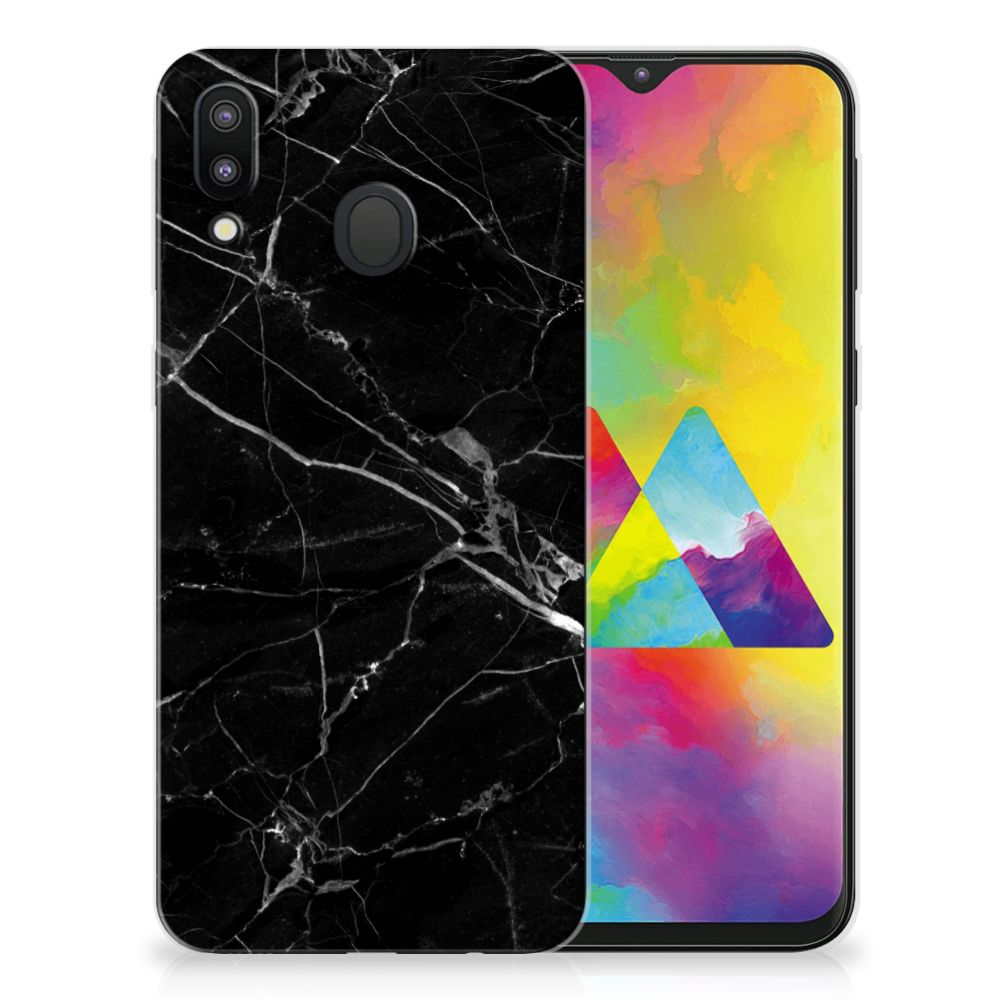 Samsung Galaxy M20 (Power) TPU Siliconen Hoesje Marmer Zwart - Origineel Cadeau Vader