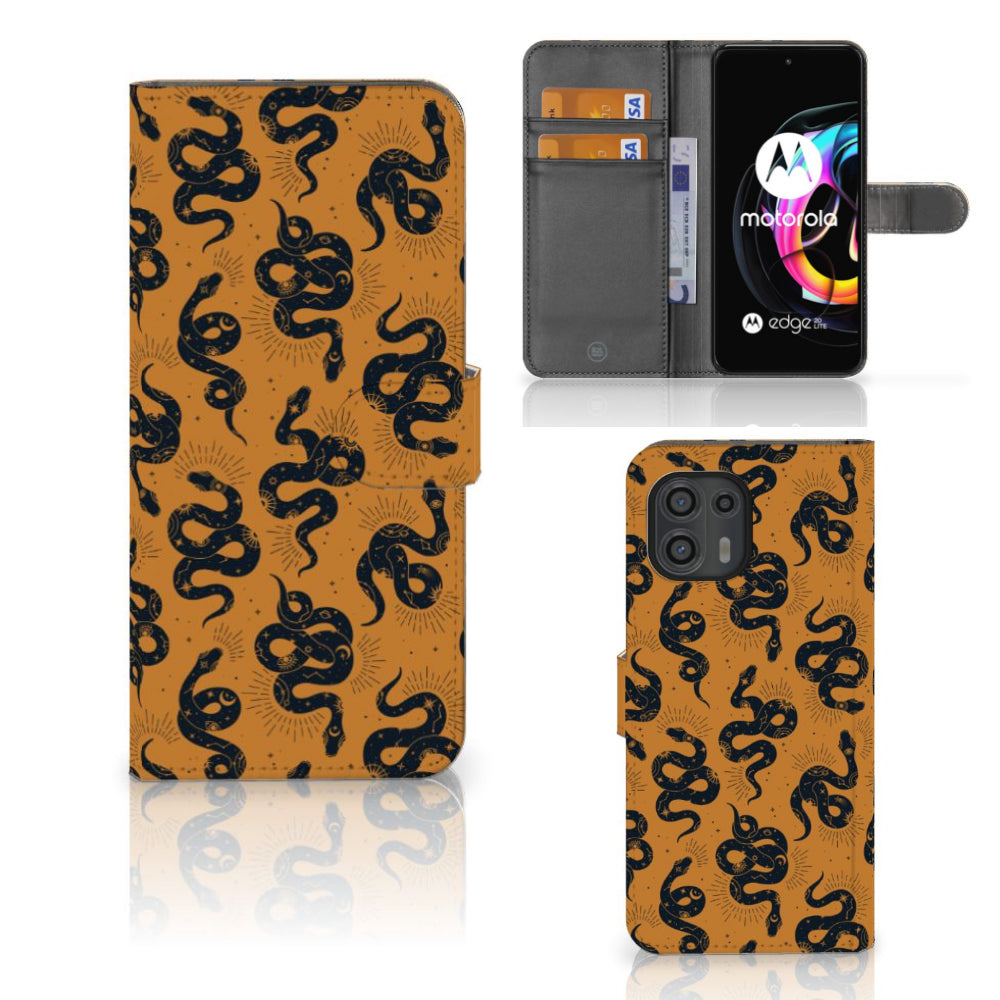 Telefoonhoesje met Pasjes voor Motorola Edge 20 Lite Snakes