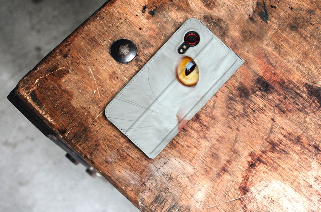 Samsung Galaxy Xcover 5 Hoesje maken Witte Kat - B2C Telecom
