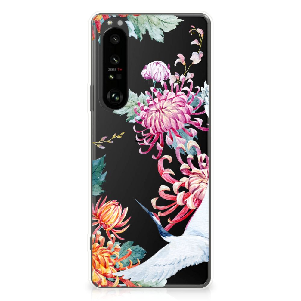 Sony Xperia 1 III TPU Hoesje Bird Flowers