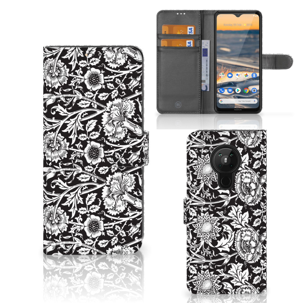 Nokia 5.3 Hoesje Black Flowers