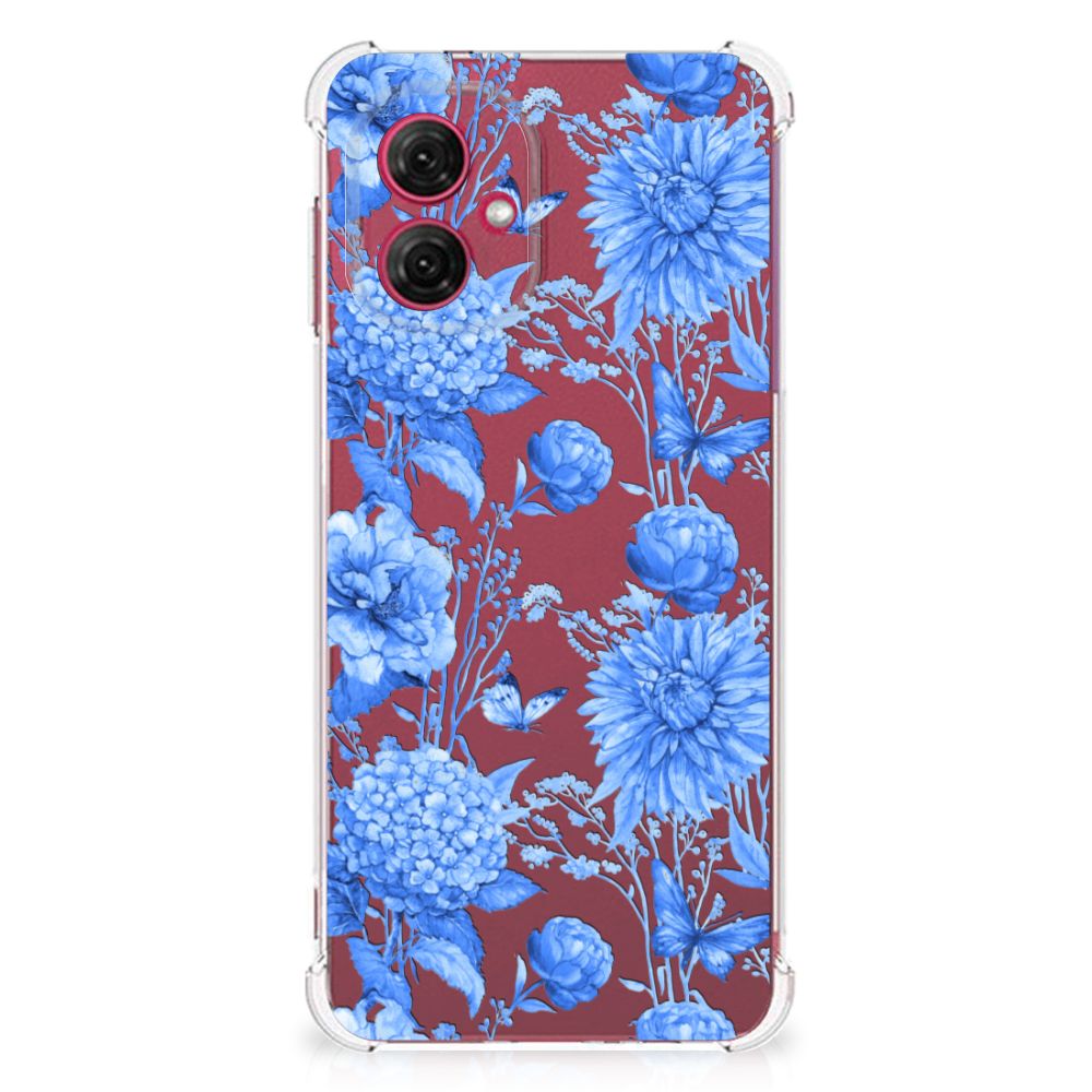 Case voor Motorola Moto G55 Flowers Blue