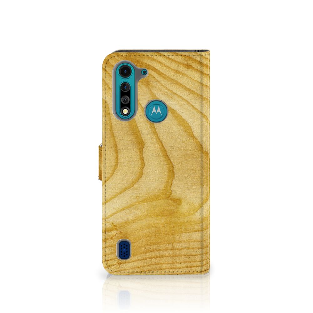 Motorola G8 Power Lite Book Style Case Licht Hout
