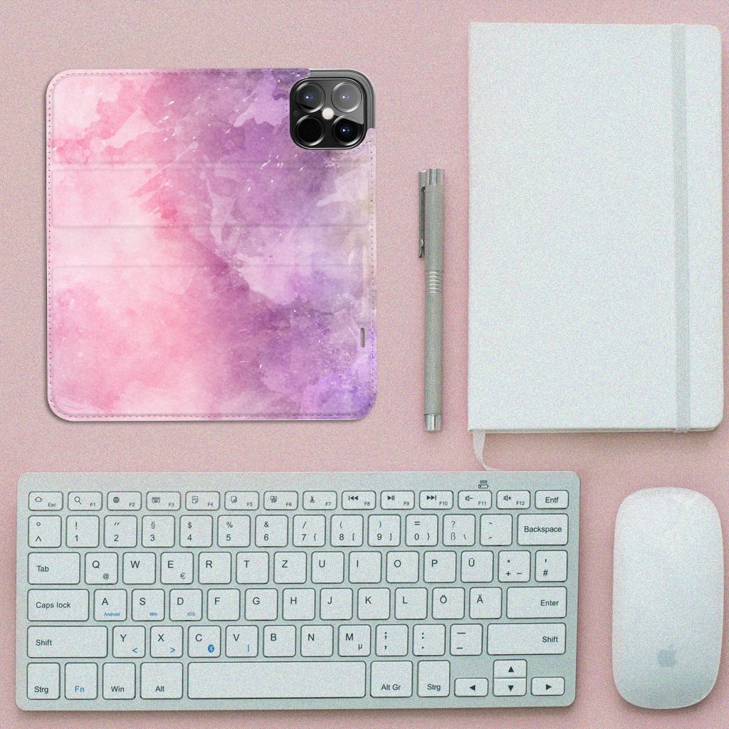 Bookcase iPhone 12 Pro Max Pink Purple Paint - B2C Telecom