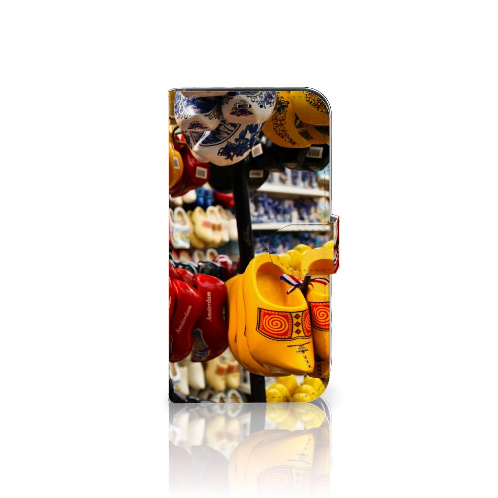 iPhone 13 Pro Flip Cover Klompen met geel en rood klompen design 🎨