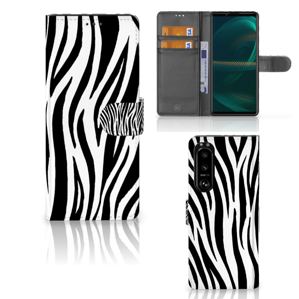 Sony Xperia 5III Telefoonhoesje met Pasjes Zebra