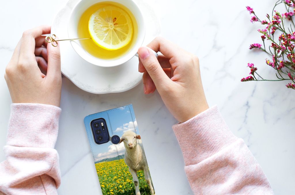 Motorola Moto G60s Hoesje maken Schaap en Lammetje - B2C Telecom