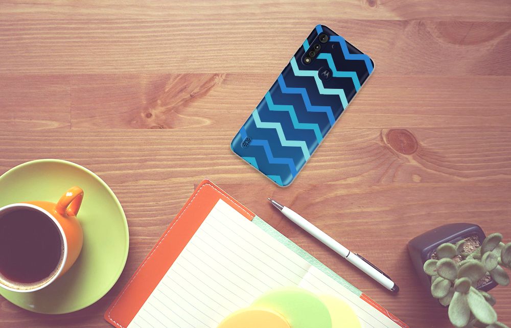 Motorola Moto G8 Power Lite TPU bumper Zigzag Blauw B2C Telecom