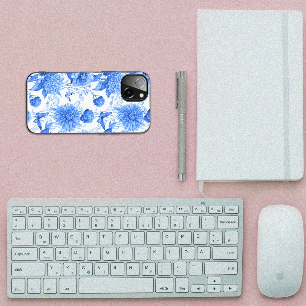 Bloemen Hoesje voor Apple iPhone 13 Flowers Blue B2C Telecom