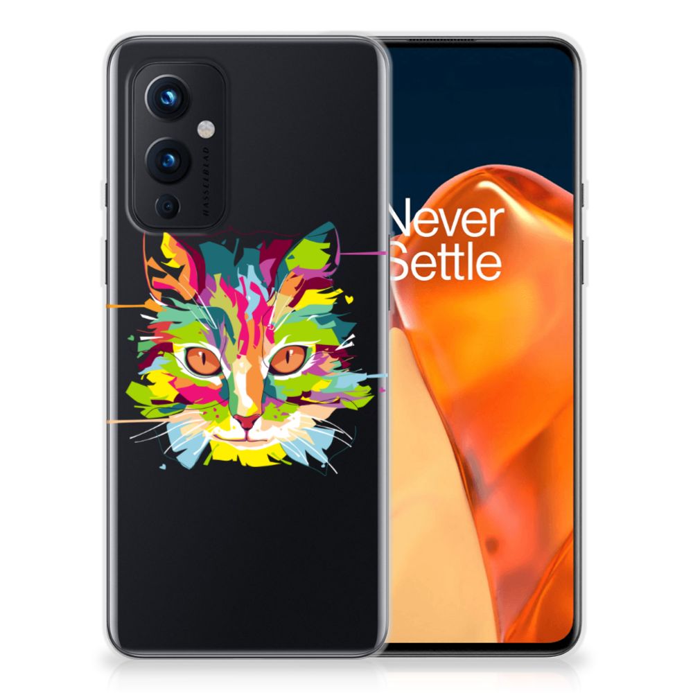 OnePlus 9 Telefoonhoesje met Naam Cat Color